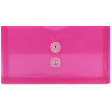 JAM PAPER Plastic Envelopes with Button & String Tie Closure - #10 Business Booklet - 5 1/4 x 10 - Fuchsia Pink - 12/Pack
