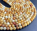 Zenkeeper 108 Pcs Yellow Jade Beads for Jewelry Making 8 MM Yellow Jade Gemstones Loose Stone Beads