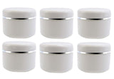 ericotry 20ml 0.67oz White Silver Edge Empty Refillable Cosmetic Plastic Jars with Dome Lid Make Up Face Cream Lip Balm Lotion S