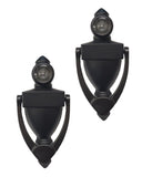 QCAA Door Knocker with 180 Degree Viewer, Zinc Die-Cast Construction 5-1/2'' Height, Matte Black, 2 Pack