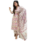 Anni Designer Women'S Rayon Blend Straight Printed Kurta With Pant & Dupatta (Fuldani Pink_Xxl_Pink_Xx-Large),Pink,2XL