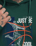 ADRO Basketball Design Hoodie for Men 320 GSM Soft Cotton Hoodies Long Lasting Printed Hoodie | Mens Hoodies | Sweatshirt for Men|H24-BCL-GRN-XL Green,Green