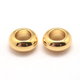 LiQunSweet 7MM 20 pcs Golden Color Rondelle Slider Shaped Brass Beads Metal Flat Round Abacus Large Hole Spacer Beads for DIY Je