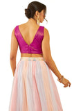 Soch Womens Purple Tussar V-Neck Back-Open Sleeveless Blouse Purple L