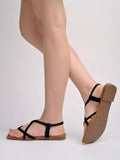 Shoetopia Casual Black Flat Sandals For Women & Girls /Eu36,Black,3,B0DDJKNMCR