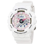 Casio GShock Pink and Gray Dial White Resin Quartz Ladies Watch GMAS110MP7A