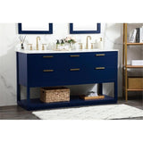 Elegant Decor Larkin 60 Solid Wood Mdf Single Bathroom Vanity In Blue