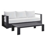 Modway Tahoe 2-Piece Fabric/Powder-Coated Aluminum Outdoor Set in White/Gray
