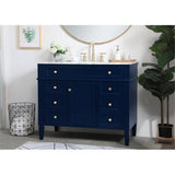 Elegant Decor Park Avenue 42 Metal Mdf Marble Single Bathroom Vanity In Blue