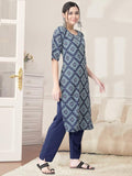 Pinkmint Kurta Set For Women Cotton Printed Straight Kurta With Pant (Pack Of 1) Multicolor12 2Xl