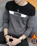 Eyebogler Men'S Round Neck Regular Fit Colorblocked Full Sleeves T-Shirt,Charcoal Grey Black Apparel,M