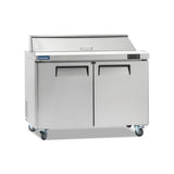 ICECASA 48 W Commercial Refrigerator Sandwich&Salad Prep Table 2 Door Stainless Steel Counter Fan Cooling Refrigerator with 12