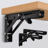 L Angle Bracket 40Cm Heavy Duty Foldable Wall Mounted Shelf Bracket Set With Release Arm Mechanism Black Metal Support Bracket
