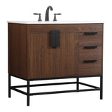 Elegant Decor Indoor Modern Under Sink Bathroom Fixtures Storage Organizer Cabinet 48 Inch Single Bathroom Vanity - Grey With Ba