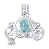 Vie jeune 10pcs Bright Silver Carriage Charms Pearl Cage Locket Beads Cage Pendant Necklace Jewelry Making Supplies-For Oyster P