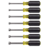 Klein Tools 65160 Tool Set, Made in USA, Metric Nut Driver Set Sizes 5, 5.5, 6, 7, 8, 9, and 10 mm, 3-Inch Chrome-Plate Hollow S