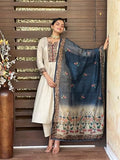 Anni Designer Women'S Rayon Viscose Straight Printed Kurta With Pant & Dupatta (Ladki Cream_Xl_Cream_X-Large),Cream,XL,Vicose Rayon,Regular,