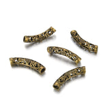 30pcs Beautiful Flower Large Hole Tube Beads 28mm Spacer Connector Antique Bronze Plated Brass for DIY Craft Jewelry Making CF16