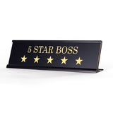 5 Star Boss Black Desk Name Plate for Boss