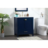 Elegant Decor Irene 30 Zinc Alloy Mdf Single Bathroom Vanity In Blue