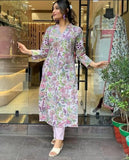 Anni Designer Women'S Rayon Blend Straight Printed Kurta With Pant (Raincol-Multi_Xxl_Multi_Xx-Large) Multicolour,Multicolour,2XL,Rayon Blend,Regular,