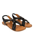 Shoetopia Cross Strap Black Flat Sandals For Women & Girls /Uk8,Black,8,B0C6TY6N9C