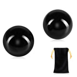 Learay 2PCS Black Obsidian Baoding Balls, Chinese Health Exercise Massage Balls with Carry Pouch for Stress Relief Hand Exercise