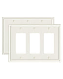 TREEWELL 2-Pack Tripple Decorator Outlet Cover Plate, Durable Zinc Alloy 3 Gang Wall Plate, Light Almond Decorative Switch Plate