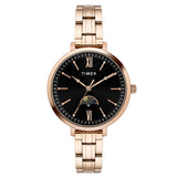 Timex Analog Watch For Woman With Red Round Dial & Rose Gold Stainless Steel Bracelet Band Water Resistant Women'S Wrist Watches