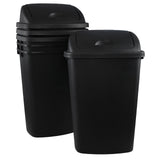 Ramddy 13 Gallon Trash Can with Swing Lid, 4-Pack Plastic Kitchen Swing Top Garbage Can, Black