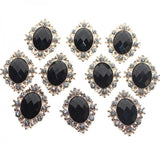 ATORSE 5x10pcs Rhinestone Flat Back Beads Button Scrapbook Embellishment Black