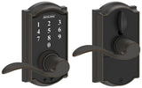 Schlage FE695 Camelot by Accent Keyless Touch Lever Lock with 16211 Latch 10063 Strike Aged Bronze Finish