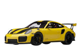 Autoart Porsche 911 (991.2) GT2 RS Weissach Package Racing Yellow with Carbon Stripes 1/18 Model Car