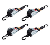 Mytee Products (4 Pack) 2 x 10' Auto Retract Ratchet Straps | Quick n Easy Retractable Ratchet Straps with Coated S Hook Tiedown