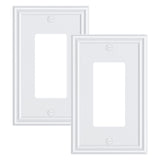2-Pack Decorator Outlet Cover Plate, White Decorative Switch Plates and Outlet Covers, Durable Zinc Alloy Wall Plates for Electr