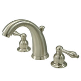 Kingston Brass Kb988Al Victorian Widespread Lavatory Faucet With Metal Lever Handle, Brushed Nickel