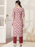 Pinkmint Kurta Set For Women Cotton Printed Straight Kurta With Pant (Pack Of 1) Multicolor27 M