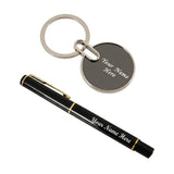 RIWYAN Personalized Name Engraved New Pen & Circle Keychain | Customized Ball Pens | Comfortable to Hold & Write | Gift for Men