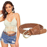 WomenS Braided Synthetic Leather Belt Skinny Casual Pu Leather Belt For Jeans Pants For Women, Girls, Dress Jean Skirt Pant No