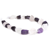 Natural Clear Quartz & Amethyst Crystal Nugget Raw Graduated Beads Strand 2mm Hole Drilled