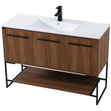 Elegant Kitchen And Bath 48 Inch Single Bathroom Vanity Cabinet - Walnut Brown