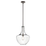 Kichler Everly 19.75 Kitchen Bell Pendant in Olde Bronze, 1-Light Clear Seeded Glass Pendant Light, (19.75 H x 13.75 W), 42046OZ