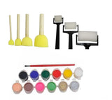 Pehrovin Painting Combo for Toddlers with Sponge Dabbers (4) + Sponge Rollers (3) +Kids Safe Tempera Paints (12 Paints of 3 ml E