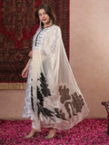Gosriki Women'S Cotton Blend Straight Printed Kurta With Pant & Dupatta (Padmapriya White-Gs_S_White_Small),White,,B0DM1W3917