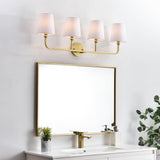 Living District Colson 4-Light Metal & Fabric Bath Sconce In Black/White