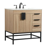 Elegant Decor Indoor Modern Under Sink Bathroom Fixtures Storage Organizer Cabinet 42 Inch Single Bathroom Vanity - Grey With Ba