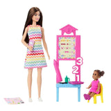 Barbie Teacher Doll With Brunette Fashion Doll With Printed Dress, 1 Toddler Doll, & Teaching Accessories