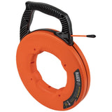 Klein Tools 56383 NonConductive 100Foot Electrical Fish Tape, MultiGroove Fiberglass Wire Puller with Nylon Tip, Optimized Ho