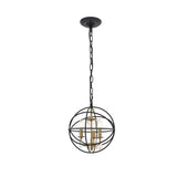 Living District Wallace 3-Light Metal Pendant In Matte Black/Brass/Clear