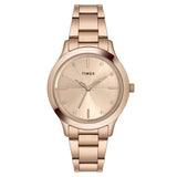 Timex Analog Watch For Women With Pink Round Dial & Rose Gold Stainless Steel Bracelet Band Water Resistant Women'S Wrist Watche
